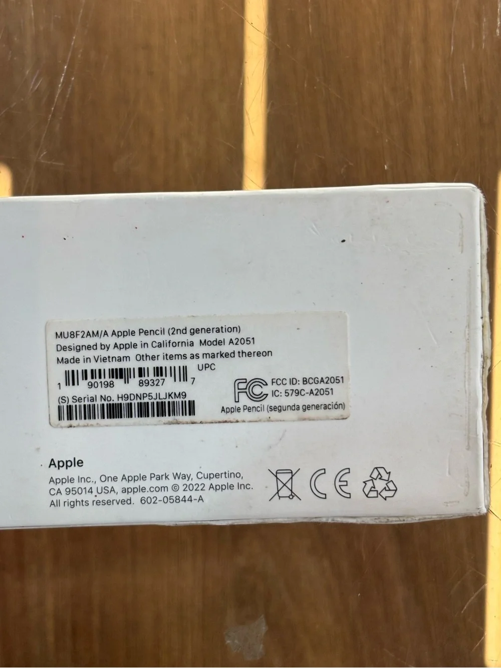 Apple Pencil (2nd Generation) Model A2051 MU8F2AM/A Genuine Apple with Original